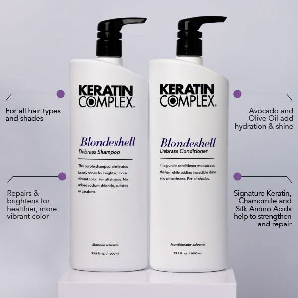 Keratin Complex Blondeshell Debrass Purple Conditioner – Brass Neutralizing Conditioner for Blonde, Silver & Highlighted Hair, 33.8 oz / 1000ml