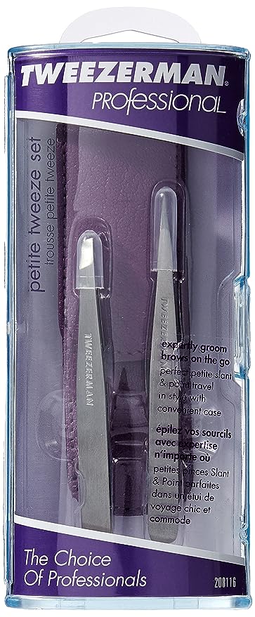 Tweezerman Professional Petite Set Slant and Point In A Leather Case