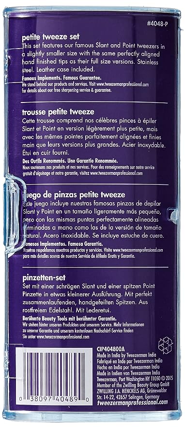 Tweezerman Professional Petite Set Slant and Point In A Leather Case