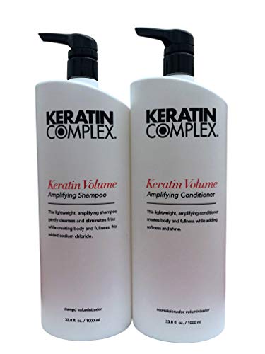 Keratin Complex KERATIN VOLUME Amplifying Shampoo & Conditioner DUO SET Volumizing, Create Body & Lift (33.8 oz - LARGE PRO DUO KIT)
