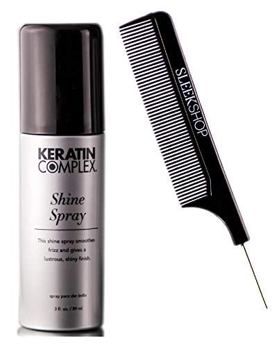 Keratin Complex Shine Spray, Smoothes Frizz, Lustrous Shiny Hair Finish (w/Sleek Comb) Hairspray (3 ounce)