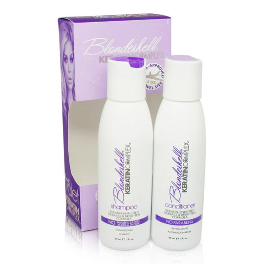 Keratin Complex Blondeshell Color Enhancing Purple Shampoo & Conditioner Duo Pack – Brass Neutralizing Set for Blonde, Highlighted & Gray Hair, 3oz + 3oz