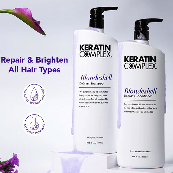 Keratin Complex Blondeshell Debrass Purple Conditioner – Brass Neutralizing Conditioner for Blonde, Silver & Highlighted Hair, 33.8 oz / 1000ml