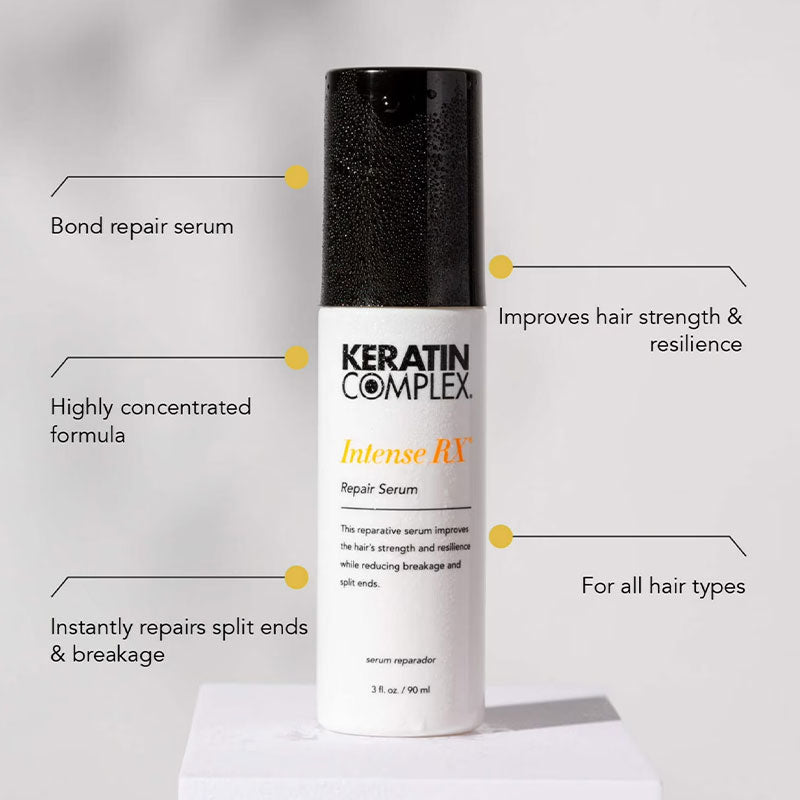 Keratin Complex Intense Rx Repair Serum – Keratin Hair Repair Treatment for Damaged, Dry & Frizzy Hair, 1.5 oz / 45ml