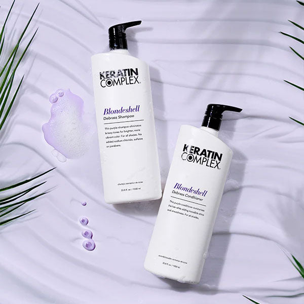 Keratin Complex Blondeshell Debrass Purple Conditioner – Brass Neutralizing Conditioner for Blonde, Silver & Highlighted Hair, 33.8 oz / 1000ml