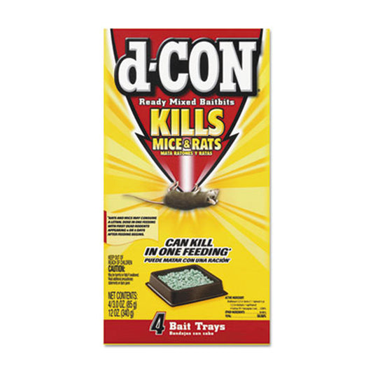 D-Con Ready Mix Mouse Rat Poison Tray 3oz Brodifacoum (4-Trays) - 12 Ounce Total