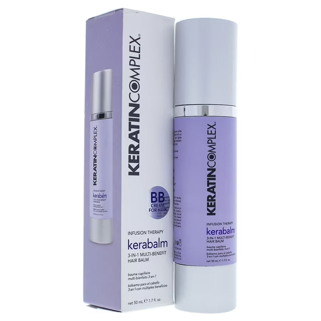 Keratin Complex Kerabalm 3-in-1 Hair Balm – Leave-In Conditioner, Styling Cream & Heat Protectant for Frizz Control & Shine, 1.7 oz / 50ml